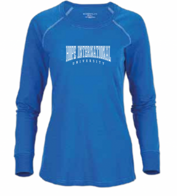 Ladies Preppy Patch Long Sleeve Tee, Royal